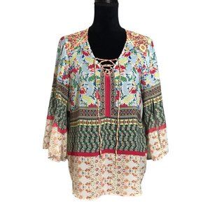 Anthropologie Fig & Flower Semi Sheer Floral Print Blouse - Size Small